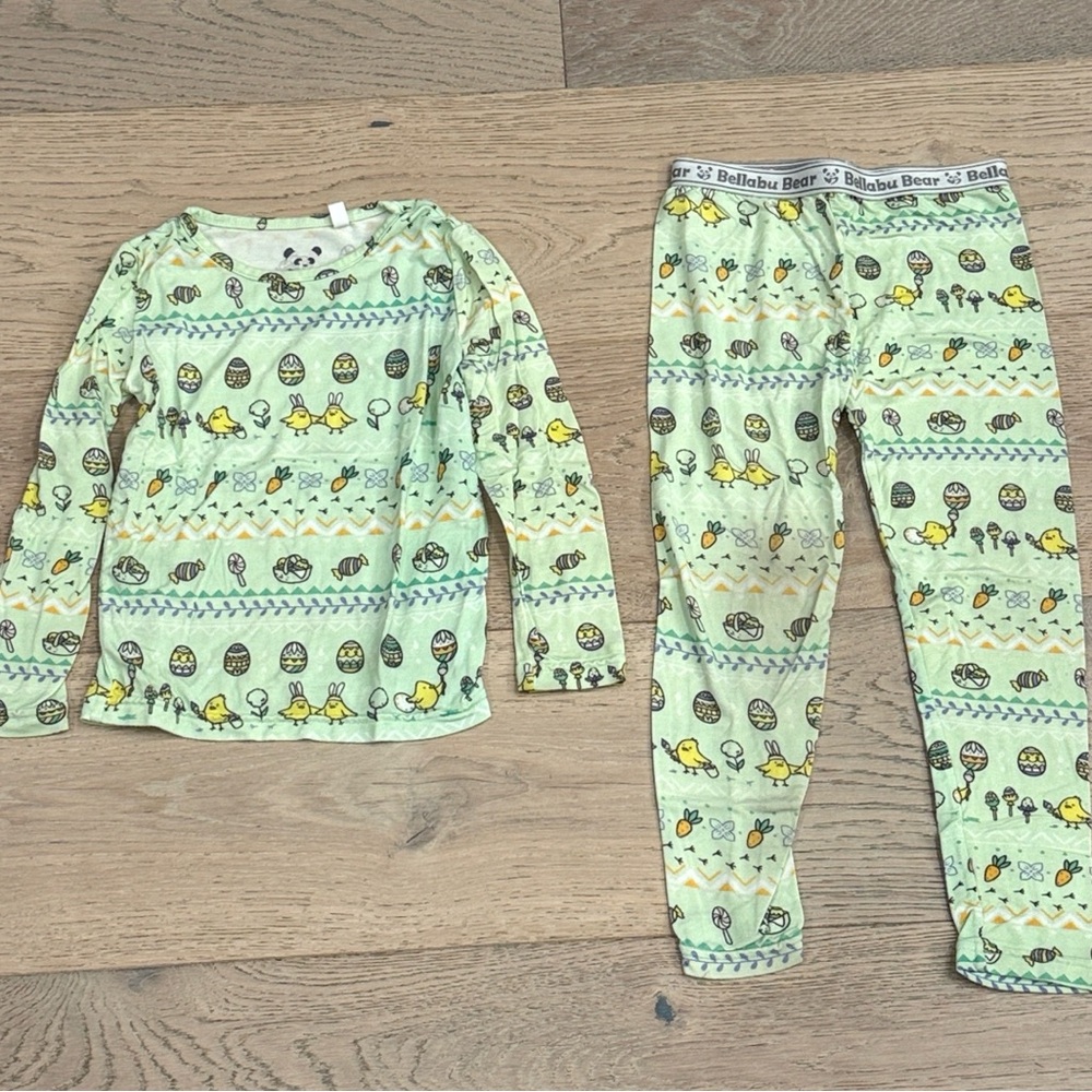 Bellabu Bear Easter Isle Green Bamboo Pajama Set – 3T, GUC